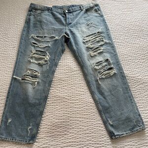 H&M Women’s Relaxed Ripped Jeans - Light Blue (NWT)